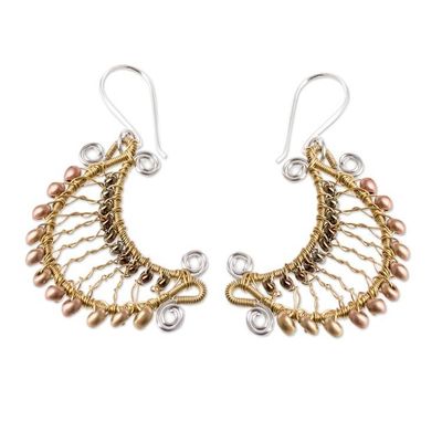 Alternate image for Moon-Shaped Crystal and Glass Beaded Dangle Earrings Glory of the Moon