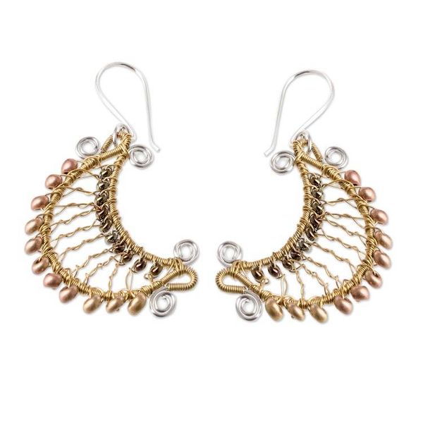 Alternate image for Moon-Shaped Crystal and Glass Beaded Dangle Earrings Glory of the Moon