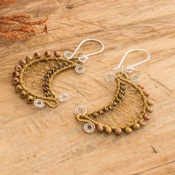 Alternate image for Moon-Shaped Crystal and Glass Beaded Dangle Earrings Glory of the Moon
