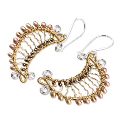 Alternate image for Moon-Shaped Crystal and Glass Beaded Dangle Earrings Glory of the Moon