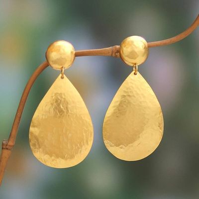 Alternate image for High-Polished 22k Gold-Plated Drop-Shaped Dangle Earrings Future Reflections