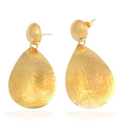 Alternate image for High-Polished 22k Gold-Plated Drop-Shaped Dangle Earrings Future Reflections