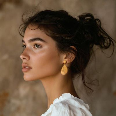 Alternate image for High-Polished 22k Gold-Plated Drop-Shaped Dangle Earrings Future Reflections