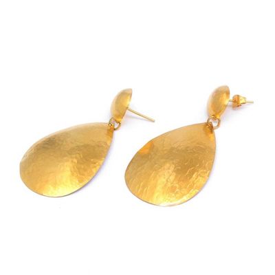 Alternate image for High-Polished 22k Gold-Plated Drop-Shaped Dangle Earrings Future Reflections