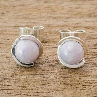 Alternate image for Lilac Jade Stud Earrings from Guatemala Lilac Magic Silhouette