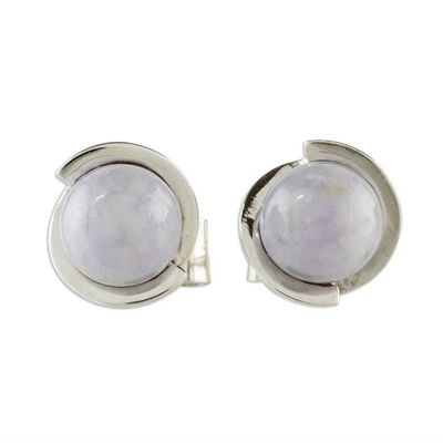 Alternate image for Lilac Jade Stud Earrings from Guatemala Lilac Magic Silhouette
