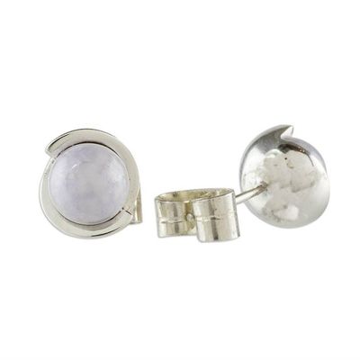 Alternate image for Lilac Jade Stud Earrings from Guatemala Lilac Magic Silhouette