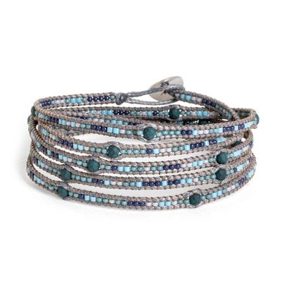 Alternate image for Onyx and Glass Beaded Wrap Bracelet Handcrafted in Guatemala Gems of Destiny