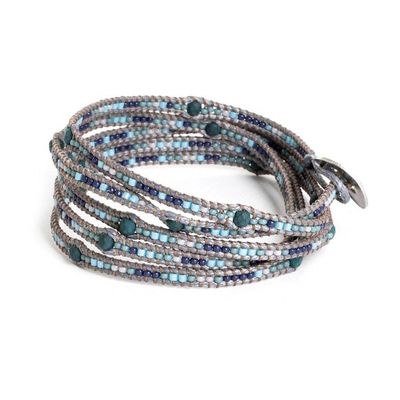 Alternate image for Onyx and Glass Beaded Wrap Bracelet Handcrafted in Guatemala Gems of Destiny