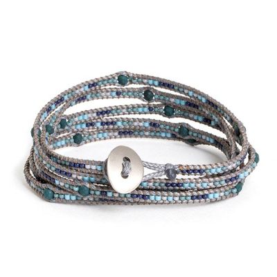 Alternate image for Onyx and Glass Beaded Wrap Bracelet Handcrafted in Guatemala Gems of Destiny