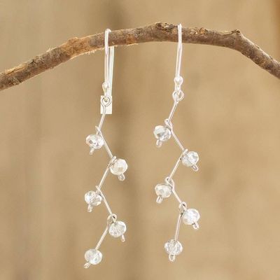 Alternate image for Crystal Bead Dangle Earrings With Sterling Silver Hooks Crystal Sparkle