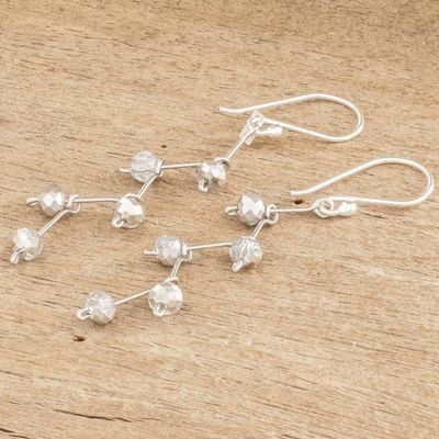 Alternate image for Crystal Bead Dangle Earrings With Sterling Silver Hooks Crystal Sparkle