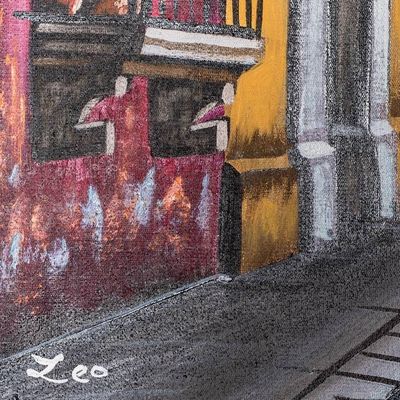 Alternate image for Oil Painting of Traditional Street in Antigua Guatemala Bell Street