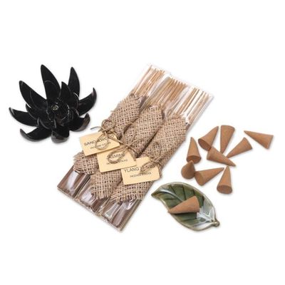 Alternate image for Boxed Aromatherapy Incense and Holder Set Blooming Lotus in Black