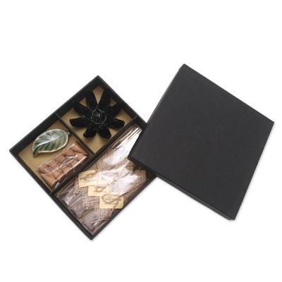 Alternate image for Boxed Aromatherapy Incense and Holder Set Blooming Lotus in Black
