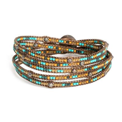 Alternate image for Colorful Handcrafted Wrap Bracelet with Onyx and Glass Beads Stones of Destiny