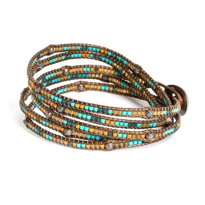 Alternate image for Colorful Handcrafted Wrap Bracelet with Onyx and Glass Beads Stones of Destiny