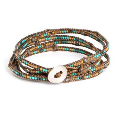 Alternate image for Colorful Handcrafted Wrap Bracelet with Onyx and Glass Beads Stones of Destiny