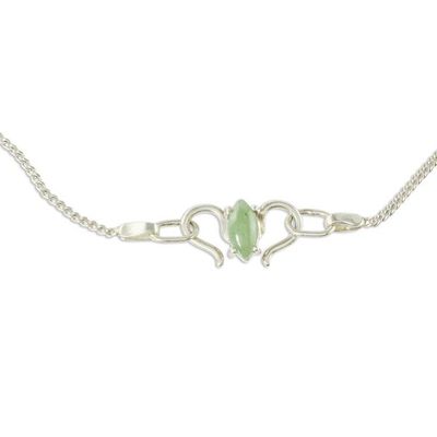 Alternate image for Modern 925 Silver Y-Necklace with Jade in 3 Colors Natural Trio