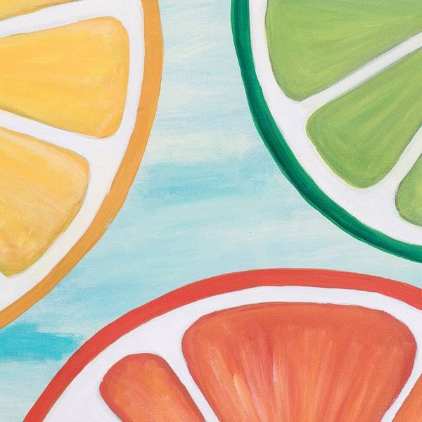 Alternate image for Acrylic on Canvas Painting of Lemon Orange and Lime Citrus Colors Harmony