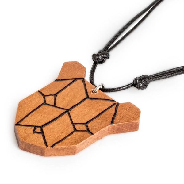 Alternate image for Bear Head-Shaped Adjustable Reclaimed Wood Pendant Necklace Forest Friend