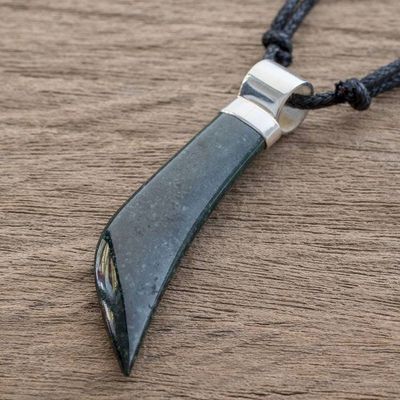 Primary image for Dark Green Jade Long Tusk Pendant Necklace from Guatemala Long Tusk in Dark Green