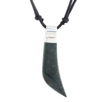 Alternate image for Dark Green Jade Long Tusk Pendant Necklace from Guatemala Long Tusk in Dark Green