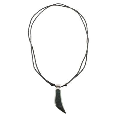 Alternate image for Dark Green Jade Long Tusk Pendant Necklace from Guatemala Long Tusk in Dark Green