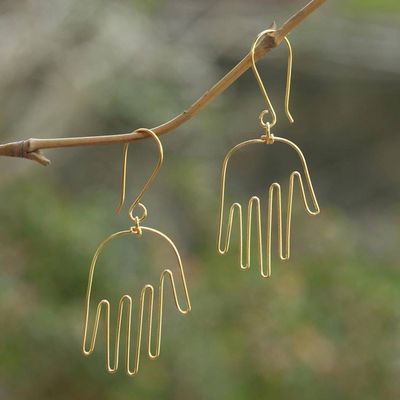 Alternate image for Gold-Plated Balinese Dangle Earrings Stretch Out