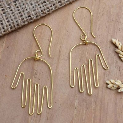 Alternate image for Gold-Plated Balinese Dangle Earrings Stretch Out