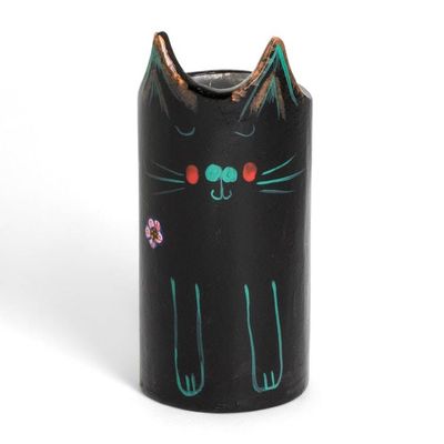 Alternate image for Cat-Themed Ceramic Decorative Vase Utensil and Pen Holder Petite Black Feline Organizer