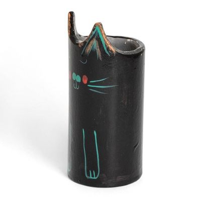 Alternate image for Cat-Themed Ceramic Decorative Vase Utensil and Pen Holder Petite Black Feline Organizer