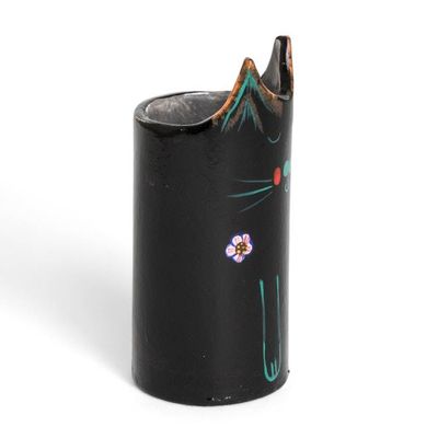 Alternate image for Cat-Themed Ceramic Decorative Vase Utensil and Pen Holder Petite Black Feline Organizer