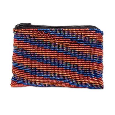 Alternate image for Striped Beaded Coin Purse Handcrafted in Guatemala Sparkling Stripes