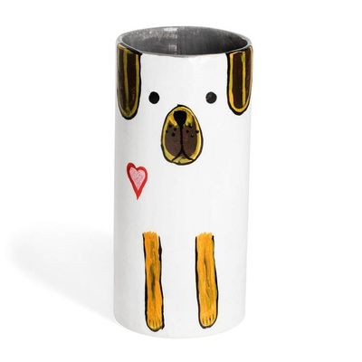 Alternate image for Dog-Shaped Ceramic Decorative Vase Utensil and Pen Holder White Canine Organizer