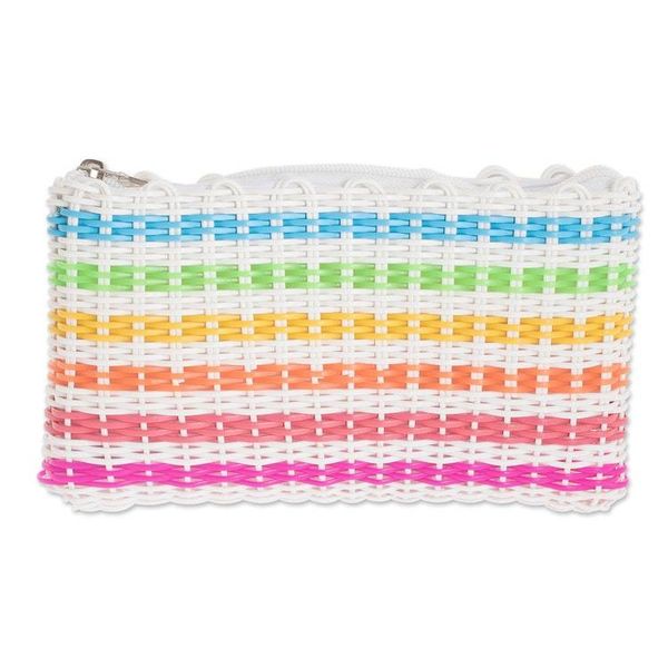 Alternate image for Handwoven Rainbow Colored Cosmetic Clutch Made Revived Rainbow