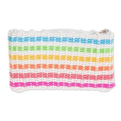 Alternate image for Handwoven Rainbow Colored Cosmetic Clutch Made Revived Rainbow