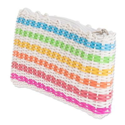 Alternate image for Handwoven Rainbow Colored Cosmetic Clutch Made Revived Rainbow