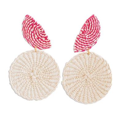 Alternate image for Natural Fiber Dangle Earrings in Chili and Alabaster Gifts of the Earth in Chili