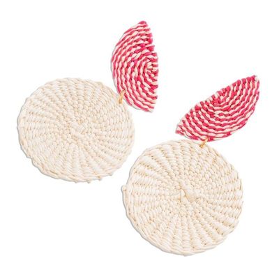 Alternate image for Natural Fiber Dangle Earrings in Chili and Alabaster Gifts of the Earth in Chili