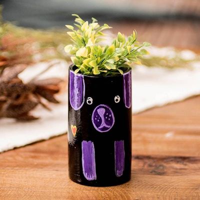 Primary image for Dog-Themed Ceramic Decorative Vase Utensil and Pen Holder Black Loyal Organizer