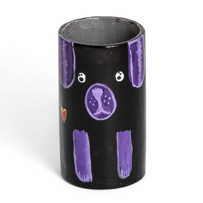 Alternate image for Dog-Themed Ceramic Decorative Vase Utensil and Pen Holder Black Loyal Organizer
