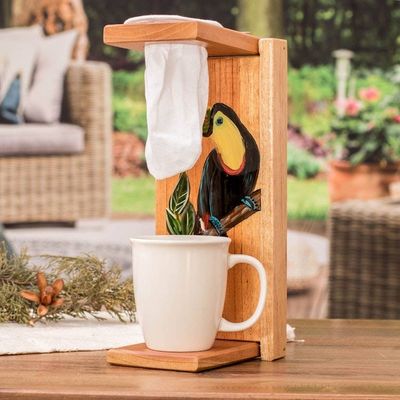 Alternate image for Hand-Painted Pinewood Toucan Single-Serve Drip Coffee Stand Coffee with Toucans