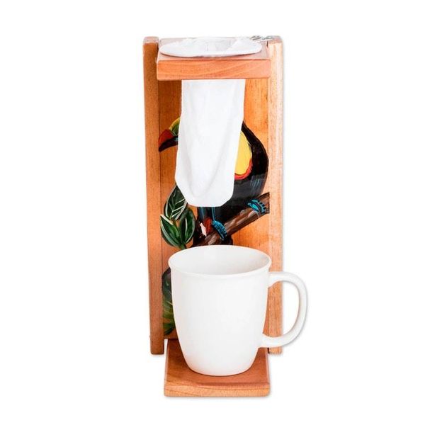 Alternate image for Hand-Painted Pinewood Toucan Single-Serve Drip Coffee Stand Coffee with Toucans