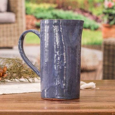 Primary image for Artisan-Made Intense Blue Clay Ceramic Pitcher from Honduras Current of Blue