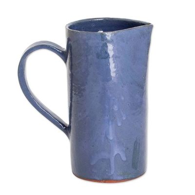 Alternate image for Artisan-Made Intense Blue Clay Ceramic Pitcher from Honduras Current of Blue