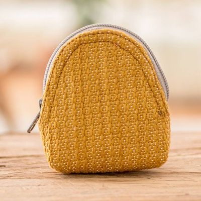 Primary image for Yellow Cotton Keychain Coin Purse Hand-Woven in Guatemala Weaving Stories in Yellow