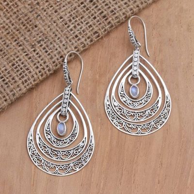 Alternate image for Handcrafted Rainbow Moonstone Dangle Earrings Party Gala in Rainbow