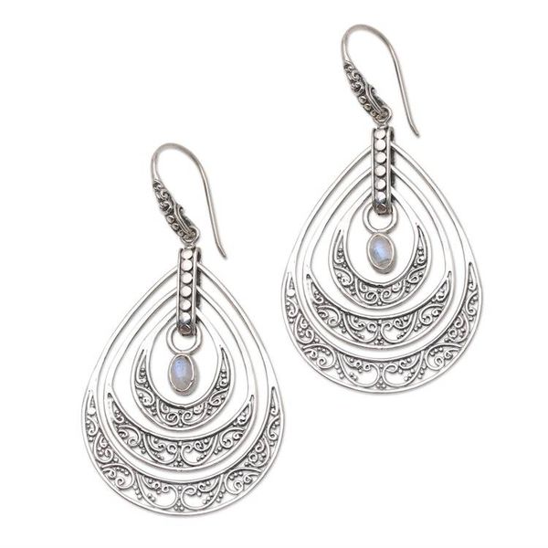 Alternate image for Handcrafted Rainbow Moonstone Dangle Earrings Party Gala in Rainbow