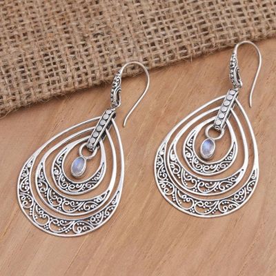 Alternate image for Handcrafted Rainbow Moonstone Dangle Earrings Party Gala in Rainbow